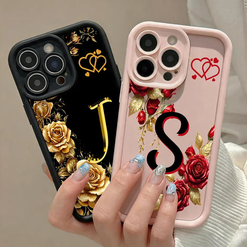 Personalized Initial Phone Case For Samsung Galaxy S21 S22 S23 S24 S25 S26 FE Plus Ultra Note 20 Ultra - Samsung A13 A14 A15 A16 A17 A33 A34 A35 A36 A52 A53 A54 Funda Custom 26 Letter Soft Liquid Silicone Cellphone Protection personalizada Back Cover, Acc
