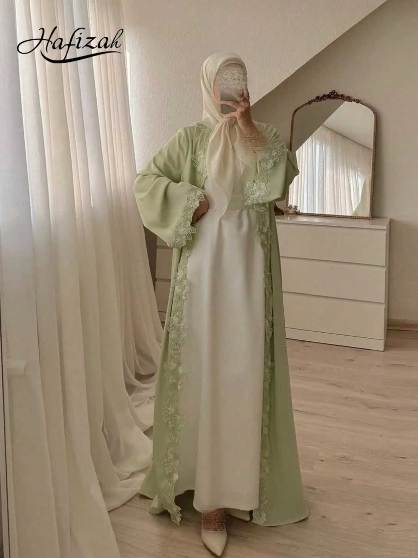 Hafizah Fashion European Women's Plain Outerwear, Loose-Fitting Floral Embroidery Jacket, Soft Casual Female Coat for All Seasons, Modest Muslim Outfits, Islamic Modesty Clothes, Islamic Muslim Clothing