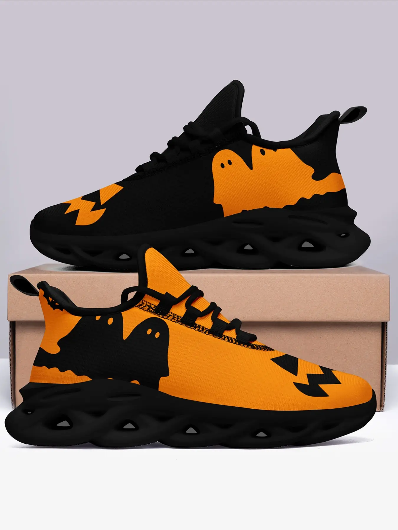 Women Halloween Casual Shoes Unisex Pumpkin Face Print Party Cosplay Street Daily Outdoor Walking Sneakers WIDE FIT PLUS SIZE