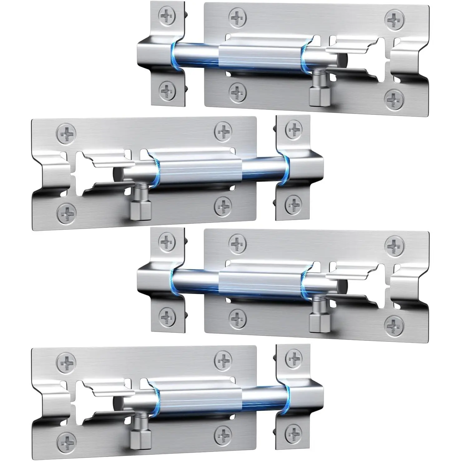 4 Pack Sliding Door Lock, 3 Inch Barrel Bolt Latch, with 12 Screws Sliding Door Lock, Thickened Stainless Steel Door Lock Latch