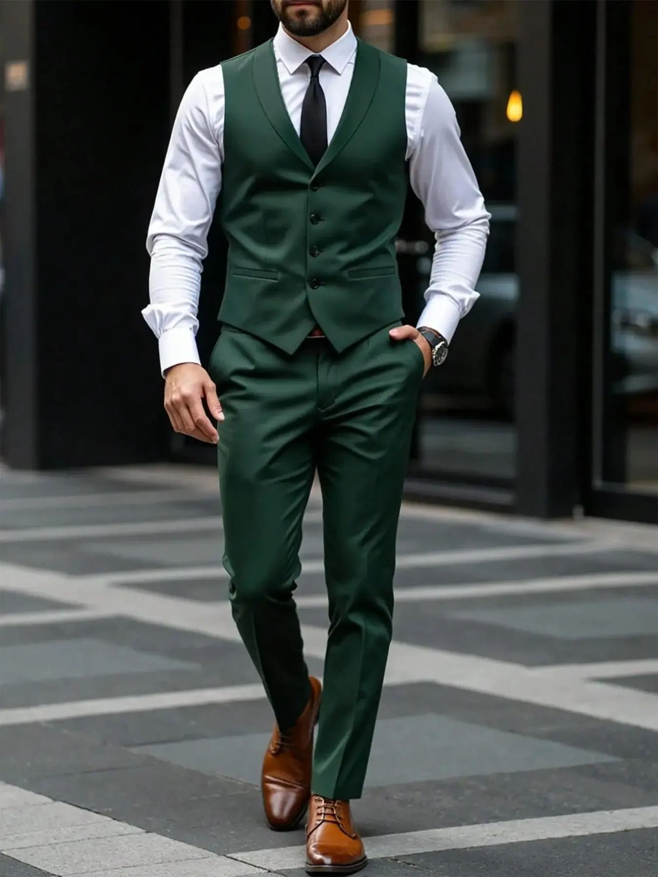Men's Vintage Crisp Suit Jacket and Pants Set, Slim Fit Waist Design, Business Casual Wear, Perfect for Interviews and Events