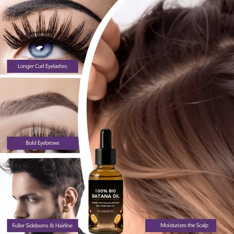 Batana Oil for Eyelash & Scalp, 100% Bio Natural Serum, Nourishing Treatment for Thinning Brows & Dry Scalp, Mild Vegan Oil 30ML
