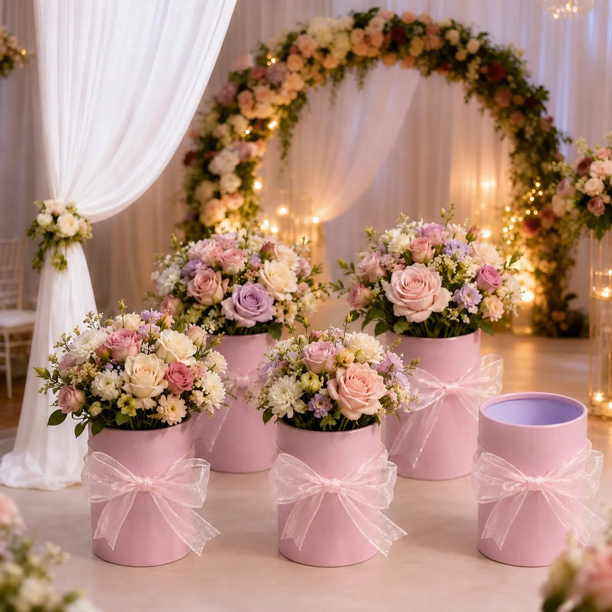 7 Round Flower-Themed Gift Boxes, Gift Bouquet Box, Premium Classy Beautiful Gift Box, Elegant Paper Tubes, Ready to Use Gift Packaging