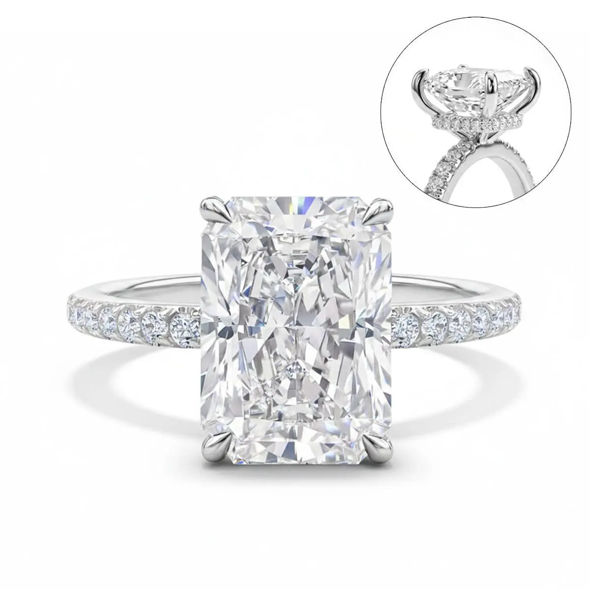 Popular European and American style ice-cut 10*8 imitation diamond ring, copper plated with real gold, high-carbon diamond pair ring, radiant wedding ring