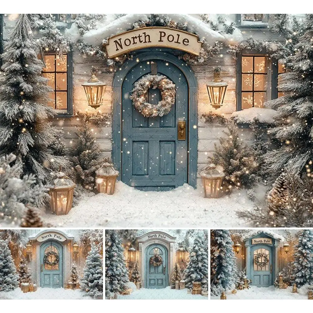 Photography Backdrop Kit - Lightweight Hanging Set, Winter Christmas North Pole Snow Pine Tree Decor for Kids Family Portrait Photo Studio (Festive & Party Home Supplies), Banners