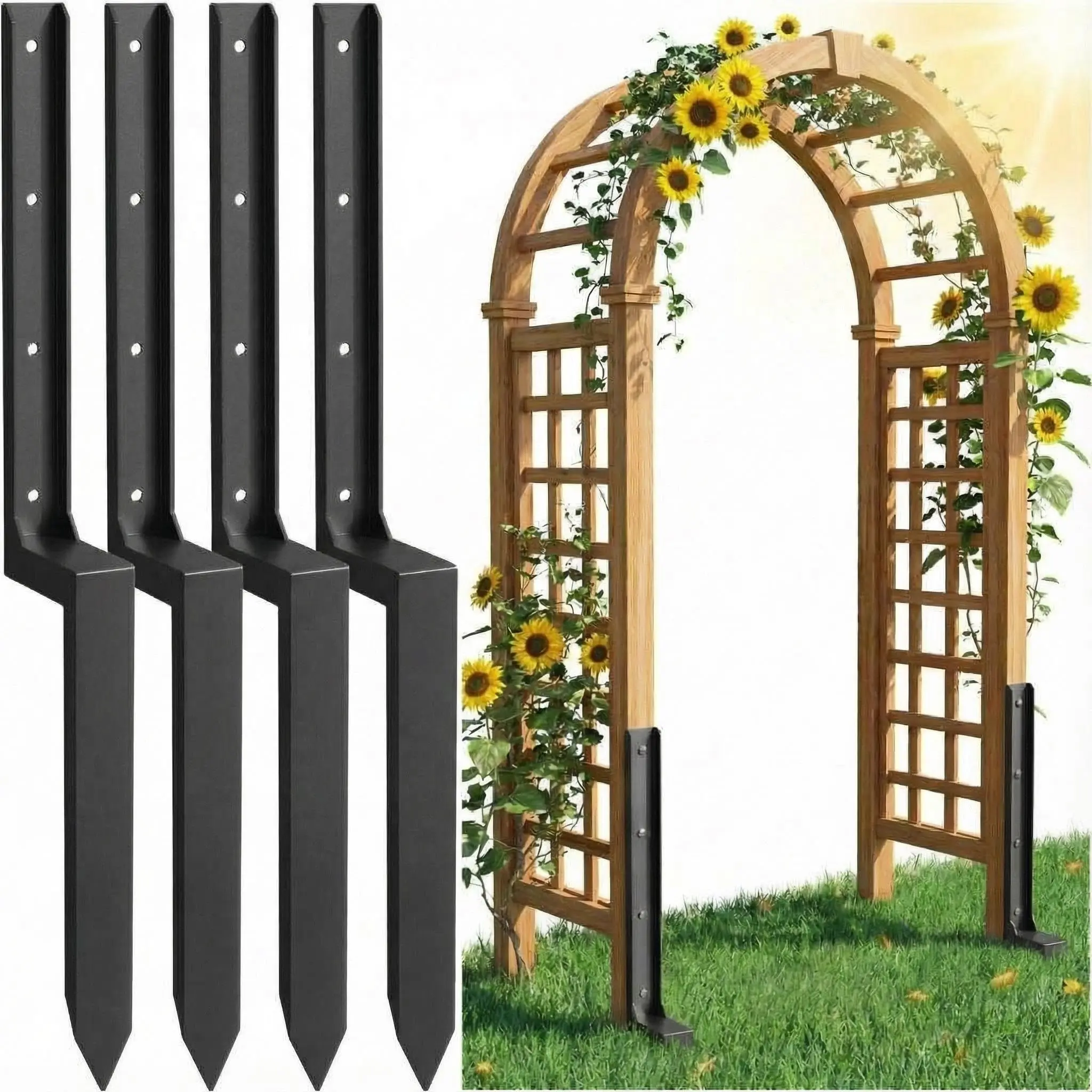 Garvee 4 Packs Fence Post Repair Kit-Heavy Duty Metal Fence Repair Stakes,Multifunctional Support Stakes for Garden Fencing,Quick Fix Broken/Leaning 4x4/6x6 Wood Posts