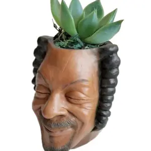 Funny Celebrity Face Planter Pot, Rapper Man Face Succulent Flower Pot, Old Man Head Planter for Indoor Outdoor Plants