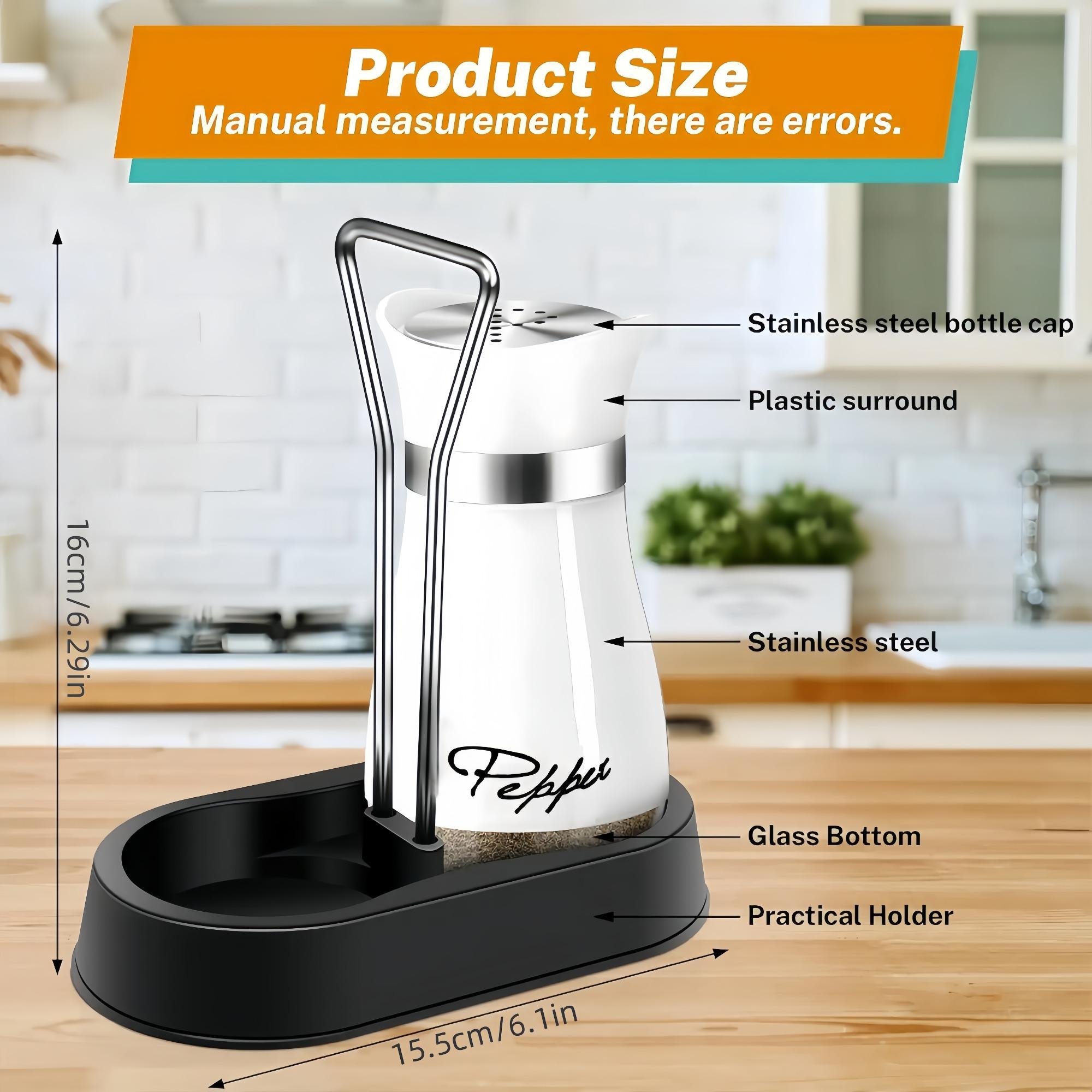 Salt and Pepper Shaker Set, 2 Counts/set Stainless Steel Salt and Pepper Container with Stand, Seasoning Utensils for Home Kitchen, Dining Table, Camping, Barbecue