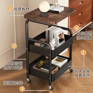 Mobile Multi-Tier Storage Trolley - Floor-Standing Rolling Cart for Bathroom, Living Room (Side Table/Snack Station) & Kitchen (Produce Storage)