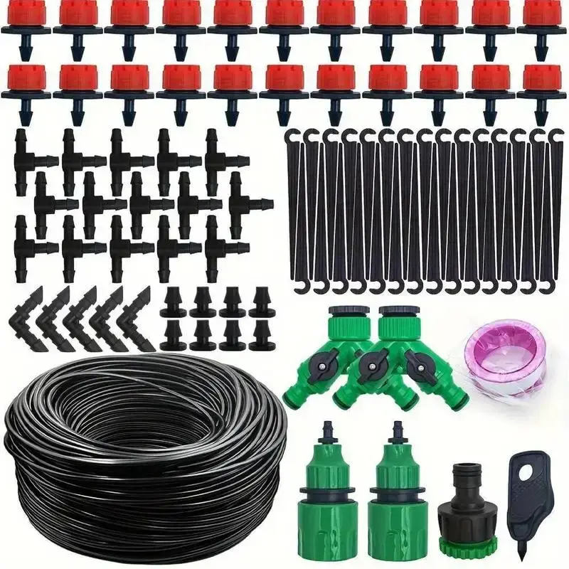 Garden Drip Irrigation Hose Kit, Water Hoses, Automatic Watering Drip Kit, Garden Watering System for Adjusting The Amount Of Drip Irrigation Spray, Saving Water and Time, Adjustable Watering System