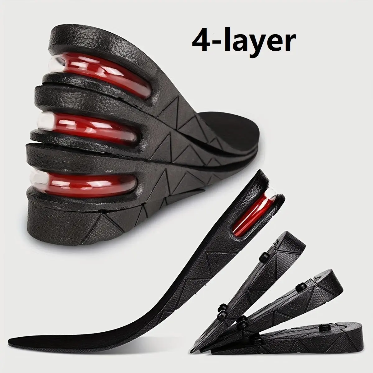 4-Layer Breathable Heel Lift Insoles, Comfortable Air Cushion Invisible Height Boosters, Unisex, Ideal Gift for Men, Insoles for Heels