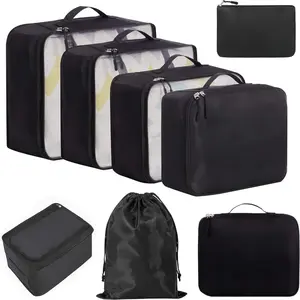 Waterproof Travel Organizer Set, 8-Piece Luggage Storage Bag Kit, and Cream, Modern Twill Fabric, Non-Toxic, Tool Bags