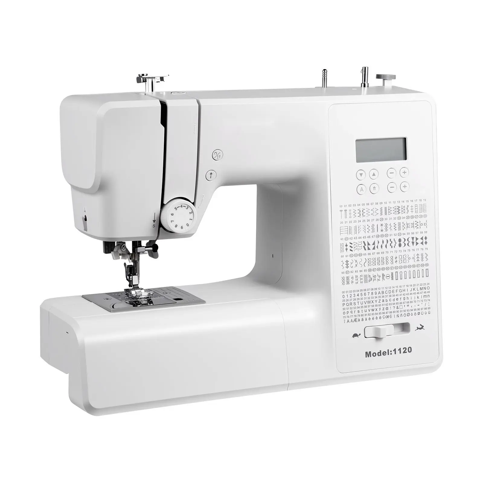 Computerized Digital Sewing Machine With 200 Stitch Applications, LCD Display, Built-In Presser Foot Pressure Adjustment, Automatic Needle Threader, Free Arm, Speed Control, Buttonhole Options, Drop-In Bobbin, Quiet Operation, Led Light, Stainless Steel,