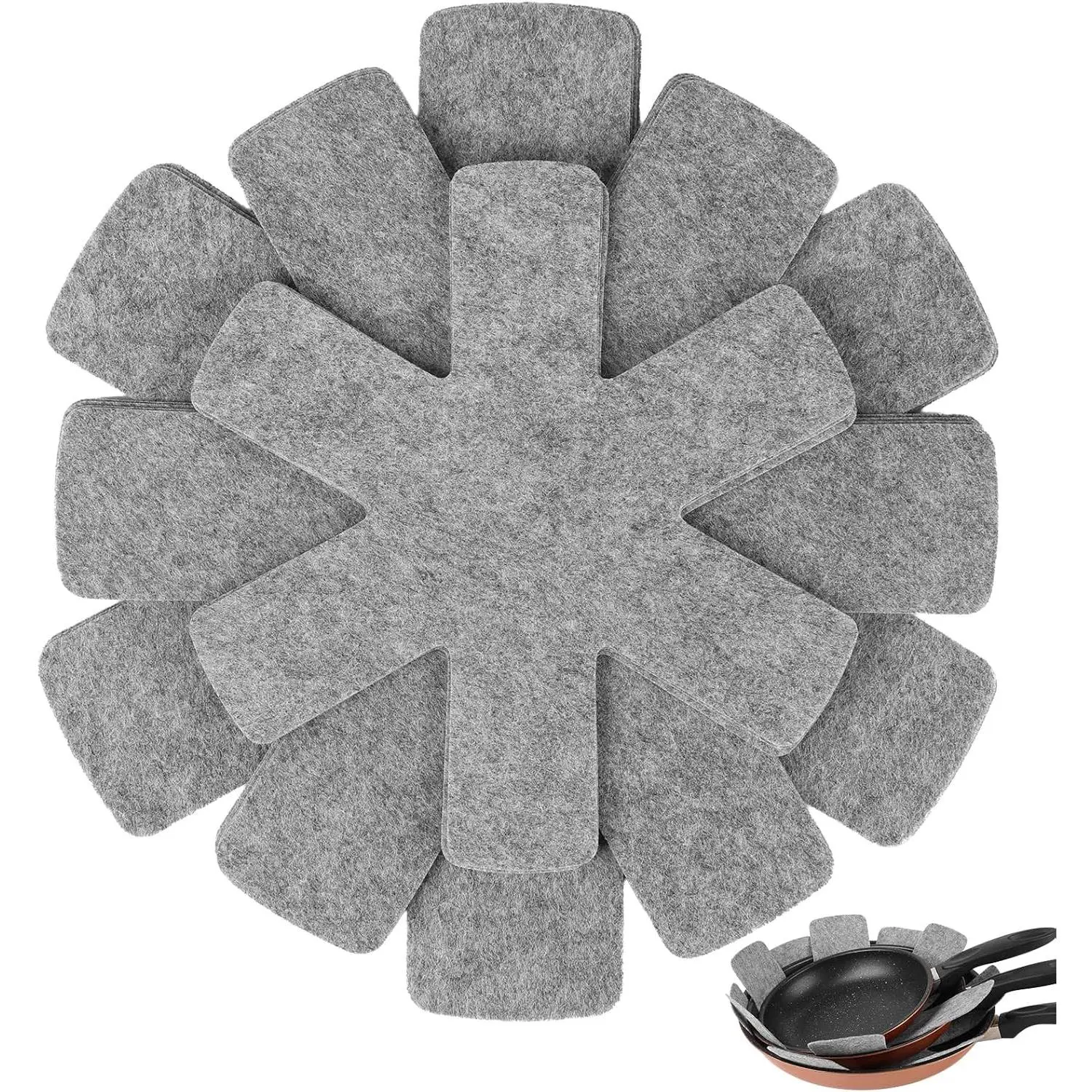Pot and Pan Protectors, Set of 12 and 3 Different Size, Cookware Dividers Pads/Stacking Pan Protectors/Pot Separators Pads for Protecting and Separating Pots Pans