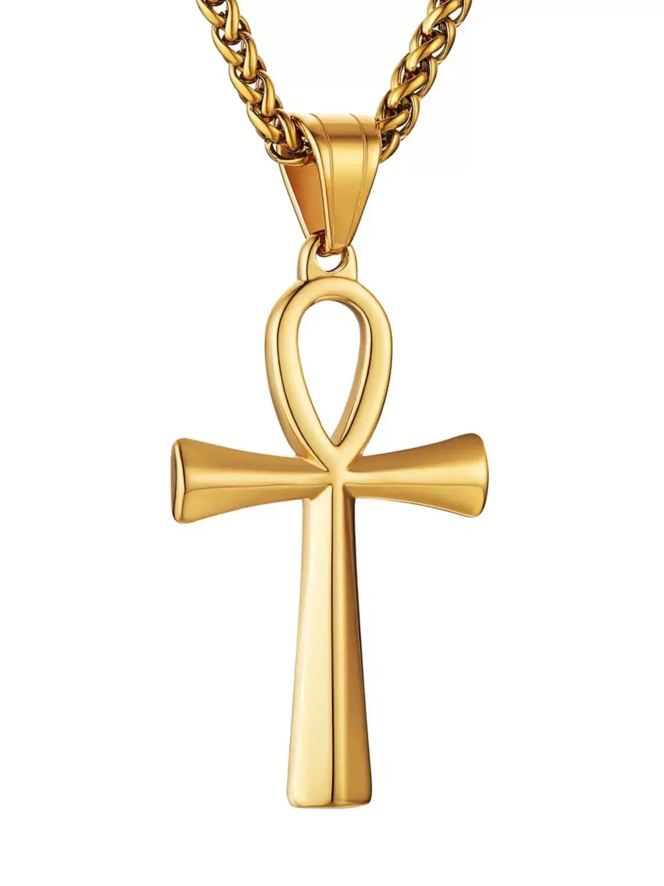 Vintage Style Stainless Steel Egyptian Ankh Pendant Necklace, Plain Pattern Fashion Jewelry for Party, Daily Clothing Decor, Trendy All-match & Exquisite Jewelry for Birthday Gift