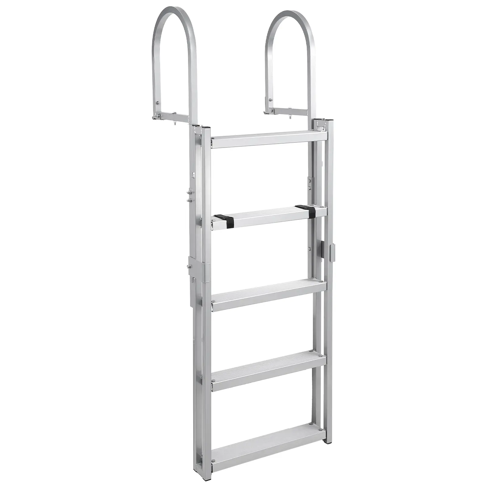 3-Step/4-Step/5-Step Retractable/Up-and-Over/Removable/Flip Up Dock Ladder - Heavy Duty Aluminum Boat Ladder with Non-Slip Treads, Quick-Release Buckles & Saltwater-Proof Design, 350LB/500lb Capacity for Pontoon, Pool & Marine Use