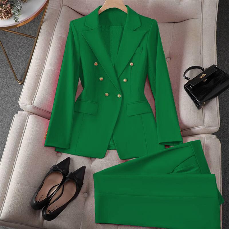 Vintage Blazer Slim Fit Fashion 2025 Women Korean Style Casual Design Sense Top and Trousers Set233
