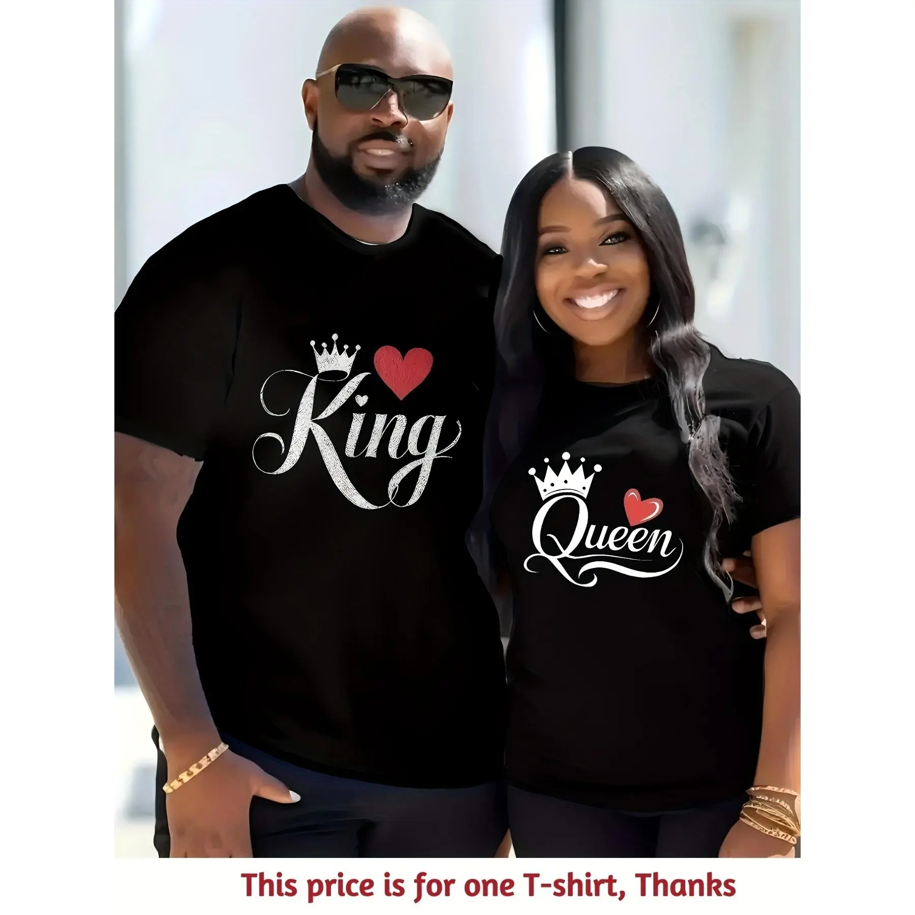 Couple Matching Letter Print Crew Neck Short Sleeve T Shirt Perfect Sports Top for Valentine's Day Casual Wear Suitable for Couples Husbands and Wives to Show Affectionfor Valentine's Day Holiday Gift
