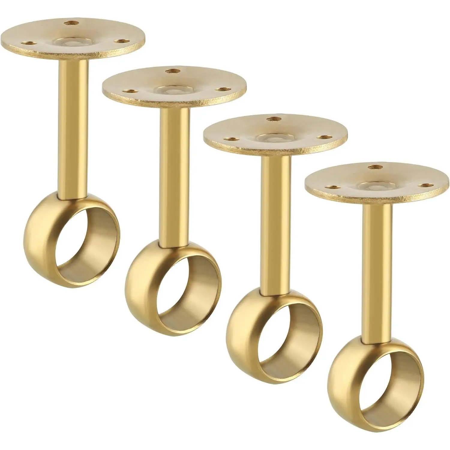 Curtain Rod Holder Bracket 1''Dia,Closet Rod Holders Wall Mount,4 Pcs | Ceiling Mounted Curtain Rod Flange Brackets,Ceiling Curtain Rods Brackets,for Bathroom Curtain,Stainless Steel, Finish