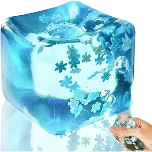 Crystal Snowflake Ice Cube Fidget Toy - Premium Squishy Stress Relief, Aesthetic Clear Sensory Squeeze Block, Silent Office Decompression Toy for Adults