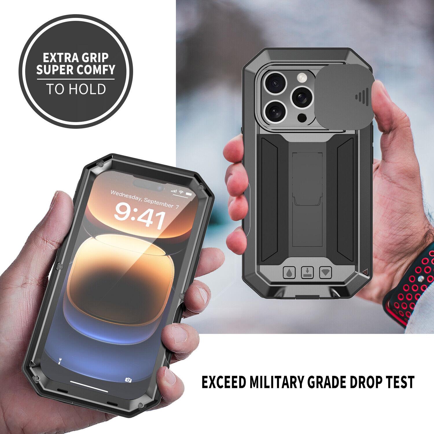 Waterproof Shockproof Aluminum Gorilla Glass Metal Full Case For iPhone 16 Pro Max 15 14 13 Military Cover