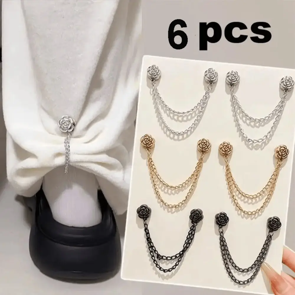 6-piece Random Color Camellia T-shirt Button Set, Including Short Sleeved Adjustable Button, Hem Fixed Button, Shortened Pin, Cuff Adjuster, Clothing Adjustable Button, Elegant Button, Decorative Button, Durable Button, Metal Adjuster, Hem Fixed Button