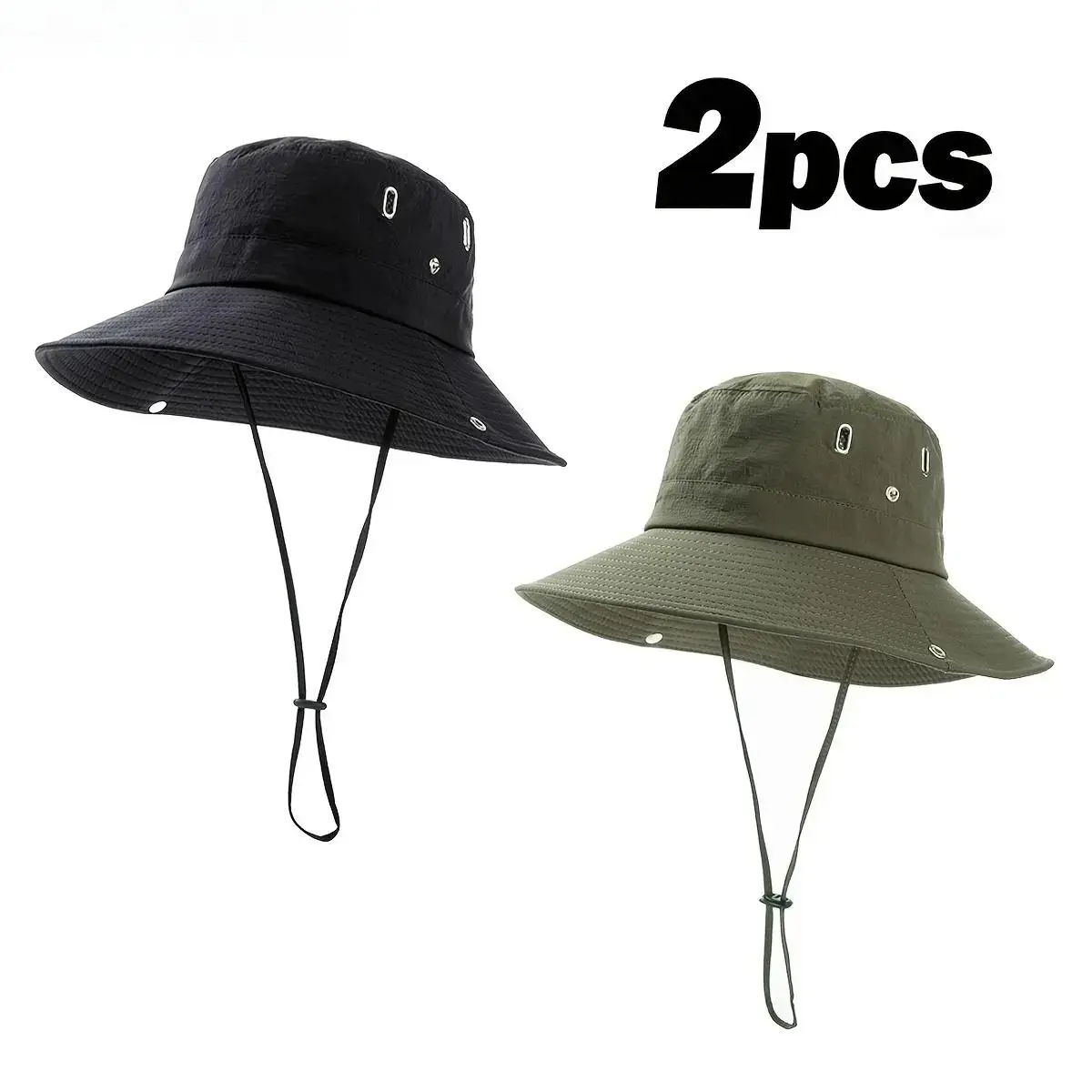2-Pack Wide Brim Sun Hats for Men & Women, Boonie Bucket Hat with Neck Flap, UPF Sun Protection Fishing Hat, Foldable Lightweight Outdoor Hat for Hiking, Camping, Fishing, Beach, Safari, Gardening & Summer Travel