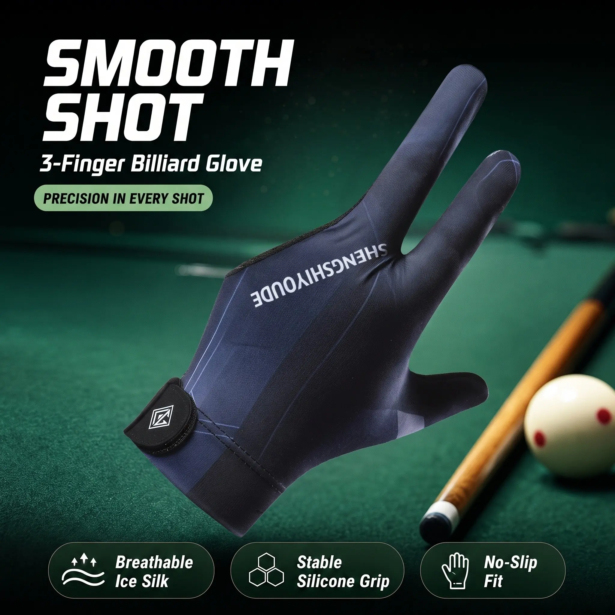 Left-Hand Billiard Gloves, Anti-Slip Durable Breathable Pool Table Gloves, Three-Finger Design for Matches, Perfect Gift Choice