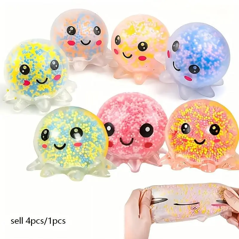 4pcs/1pcs Cute Octopus Stress Ball Gift Set, Colorful Soft Balls, Transparent Balls, Party Gifts, Birthday Presents, Holiday Gifts
