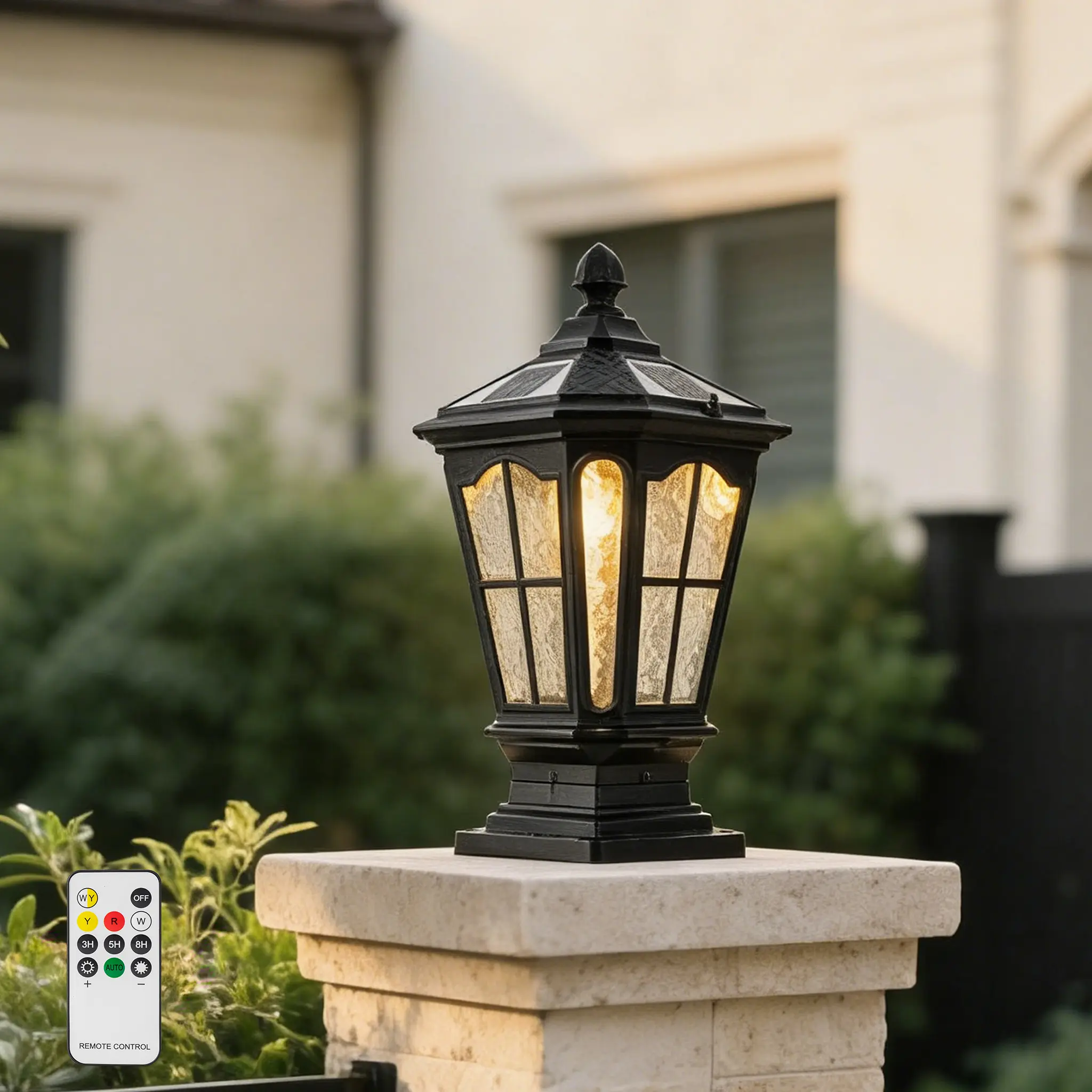 ARCH Outdoor Column Light Black Aluminum Retro Pillar Lantern Vintage Post Light Waterproof Die-Cast Aluminum Energy Saving LED Porch Garden Patio Driveway Entrance Security Lamp Matte Black 16.5in, Matte Black Color Options, Aluminum Material