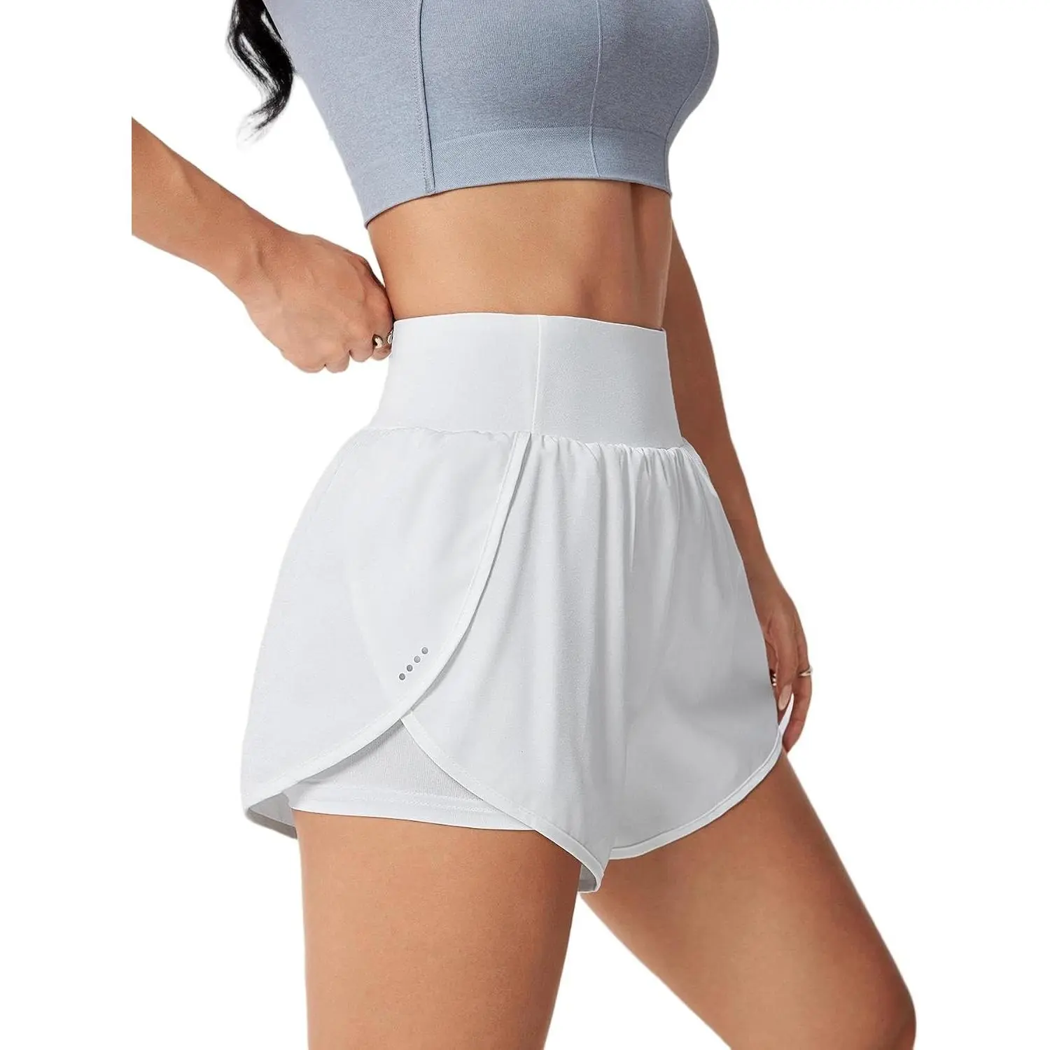 Women's High Waisted 3" Athletic Running Shorts with Pockets - Dolphin Workout Gym Yoga Beach Shorts