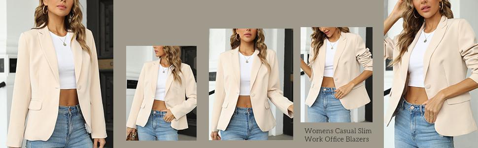 Imily Bela Womens Casual Blazers Long Sleeve Lapel Button Slim Work Office Blazer Jacket