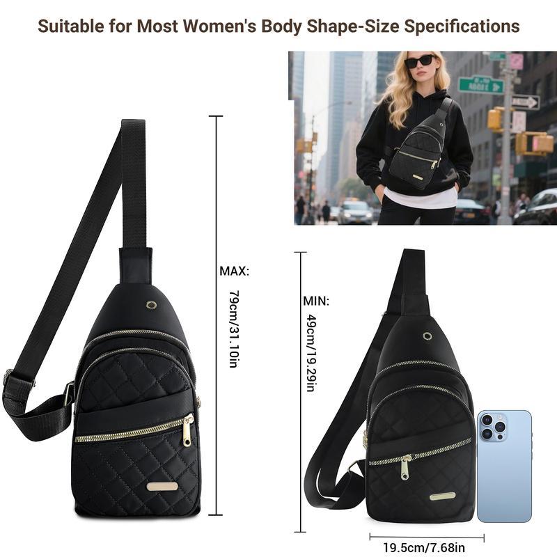 Solid Color Quilted Fanny Pack - Casual Zipper Chest Belt Bum Bag, Adjustable Sling Bag for Daily Use, Lightweight & Waterproof