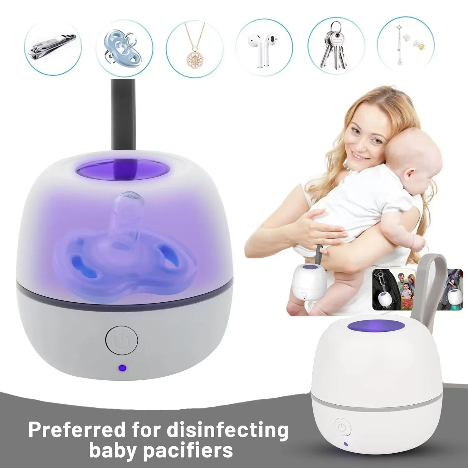 Portable UV Baby Bottle Nipple Sterilizer, Type-C Rechargeable Mini Nipple Sterilizer Box, 400mah Battery, Ideal Gift for New Parents