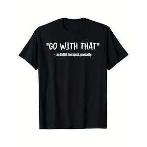 EMDR Therapist Follow Flow Logo Print Men'S T-Shirt - Soft Casual Style, Featuring an EMDR (Eye Movement Desensitization And Reprocessing) Themed Design, Washable Crew Neck Short-Sleeve Shirt, Designed Specifically for