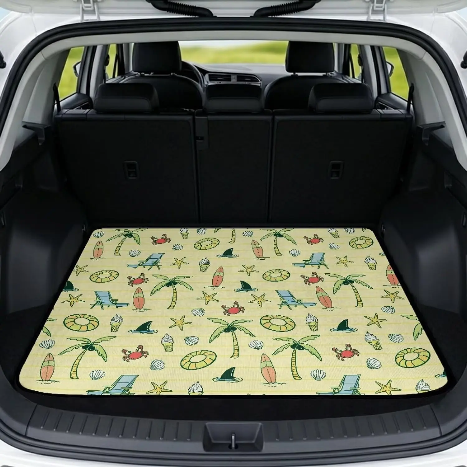 Beach Pet Trunk Cargo Liner, Dog Hair Resistant Trunk Mat, Machine Washable and Flexible Trunk Protector for Cars