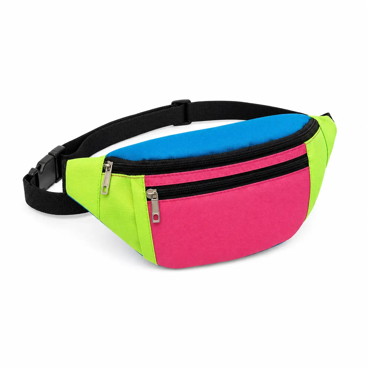 Neon Fanny Pack for Women Men 2 Pockets Neon Waist Belt Bags, Halloween Party Vintage Rave Hip Hop Accessories