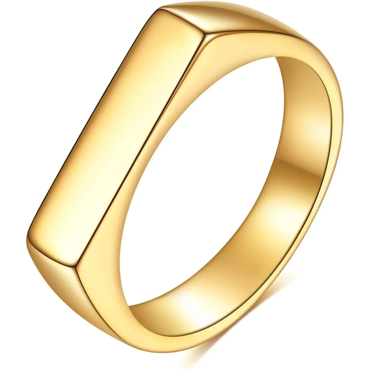 Unisex Stainless Steel Square Signet Ring - Classical Look, Plain Surface, Simple Finish, for Wedding & Engagement Scenarios, Engagement Rings