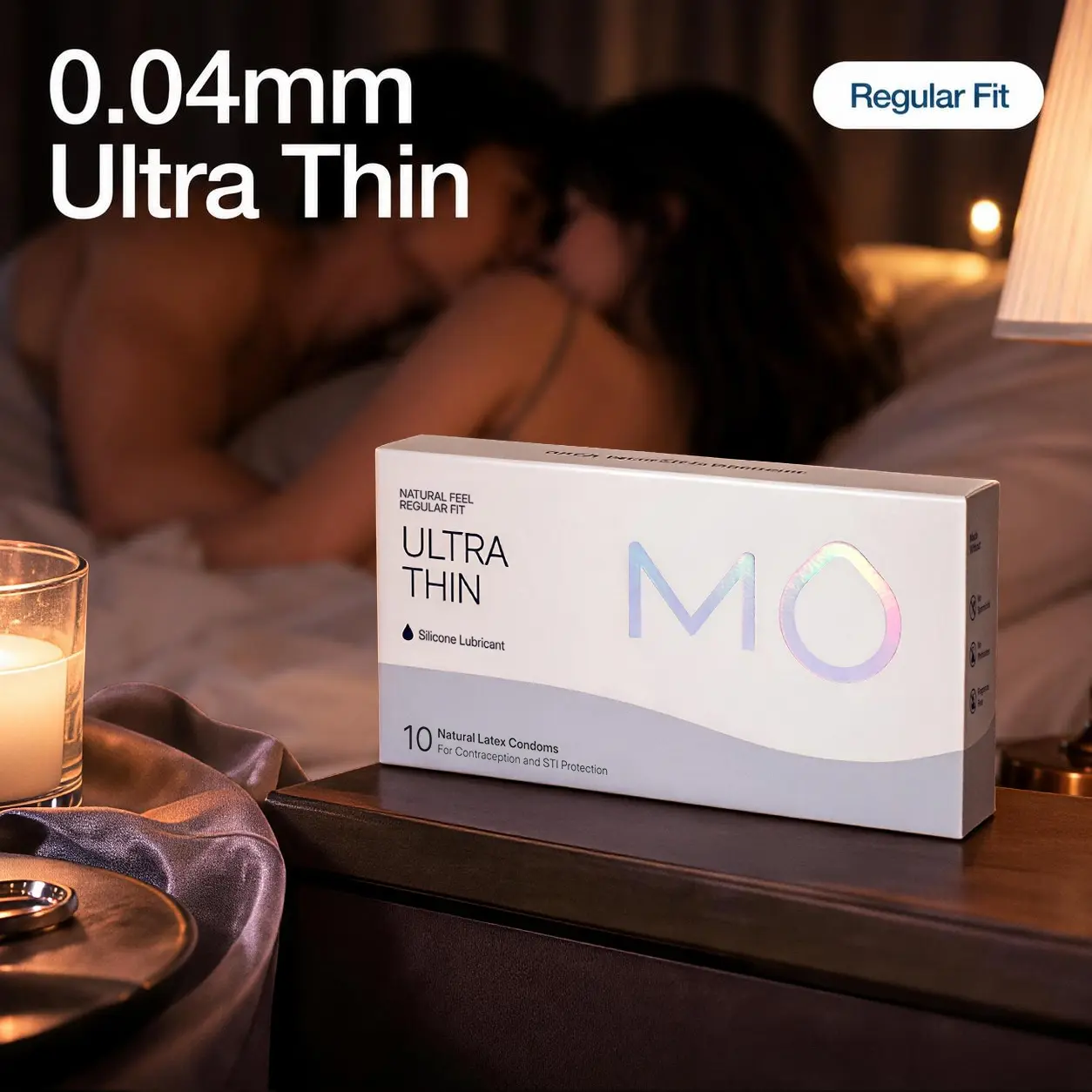 MO 004mm Ultra Thin Condoms For Men Rich Silicone Lubrication  Regular Fit pH-Balanced for Sensitive Skin Natural Skin Feel Mild Latex Scent Discreet Private Shipping