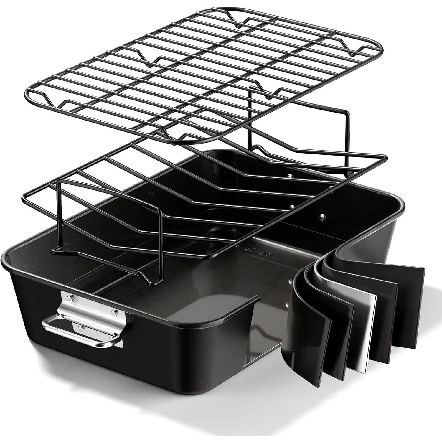 Nonstick Turkey Roasting Pan with 2 Racks, Up to 12 lb Turkey | Heavy-Duty Carbon Steel, 16" * 11", PFAS & PFOA Free, Dishwasher Safe, Built to Last for Turkey, Roasts & Baking.