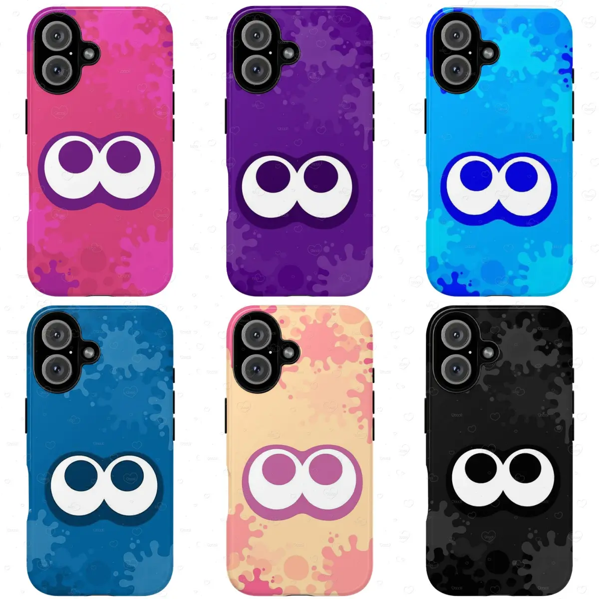 Trendy Octopus Eyes Neon Ink Splatter Phone Case - Cute Cartoon Game Aesthetic Graphic Shell, Durable Slim Fit Protection Accessory for iPhone 17/16/15/14/13/12/11 Pro Max Plus, Samsung Phones, Perfect Gift for Fans