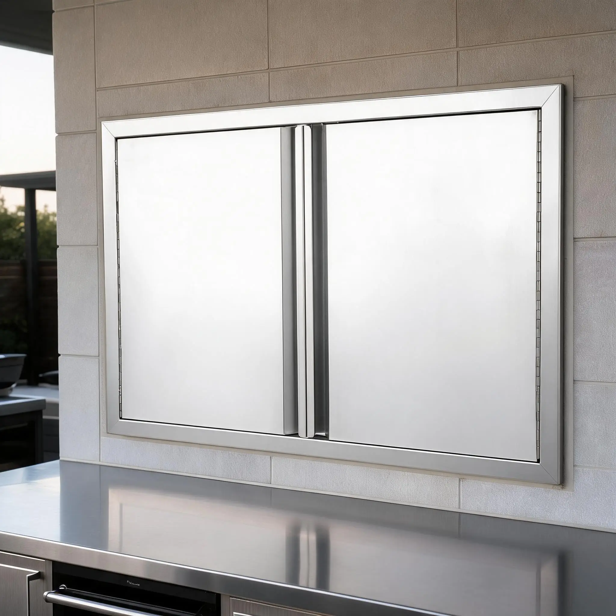 GARVEE Brushed Finish Stainless Steel Left Access Door - Outdoor Kitchen Built-in, Functional, Ventilated with Metal Handle - Ideal for BBQ Islands, 17x24 In, Ventilation