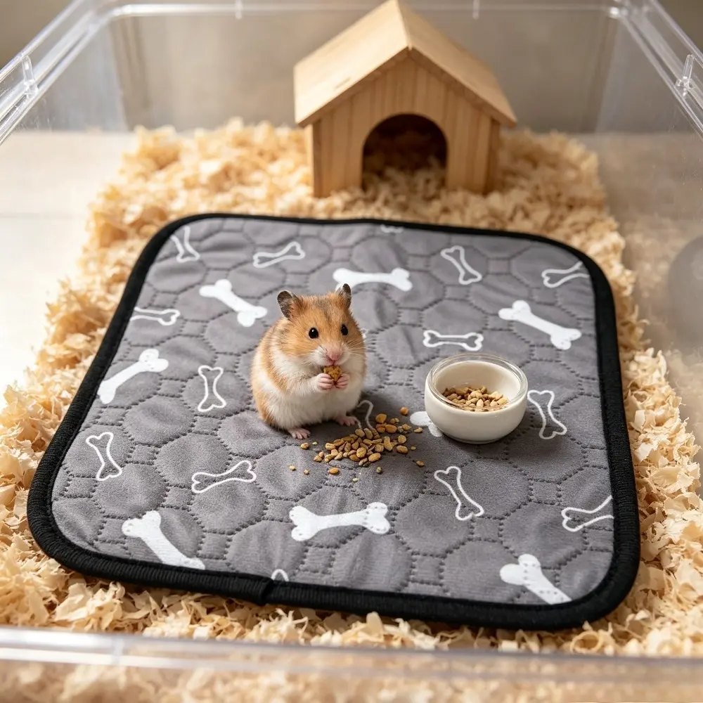 Soft Fleece Hamster Cage Mat, 30cm Round Pet Bedding Pad, Absorbent Reusable Liner with Non-Slip Backing, Cozy Warm Nest for Hamsters, Gerbils, Mice & Small Pets, Washable, Ideal for Winter, Essential Cage Accessory