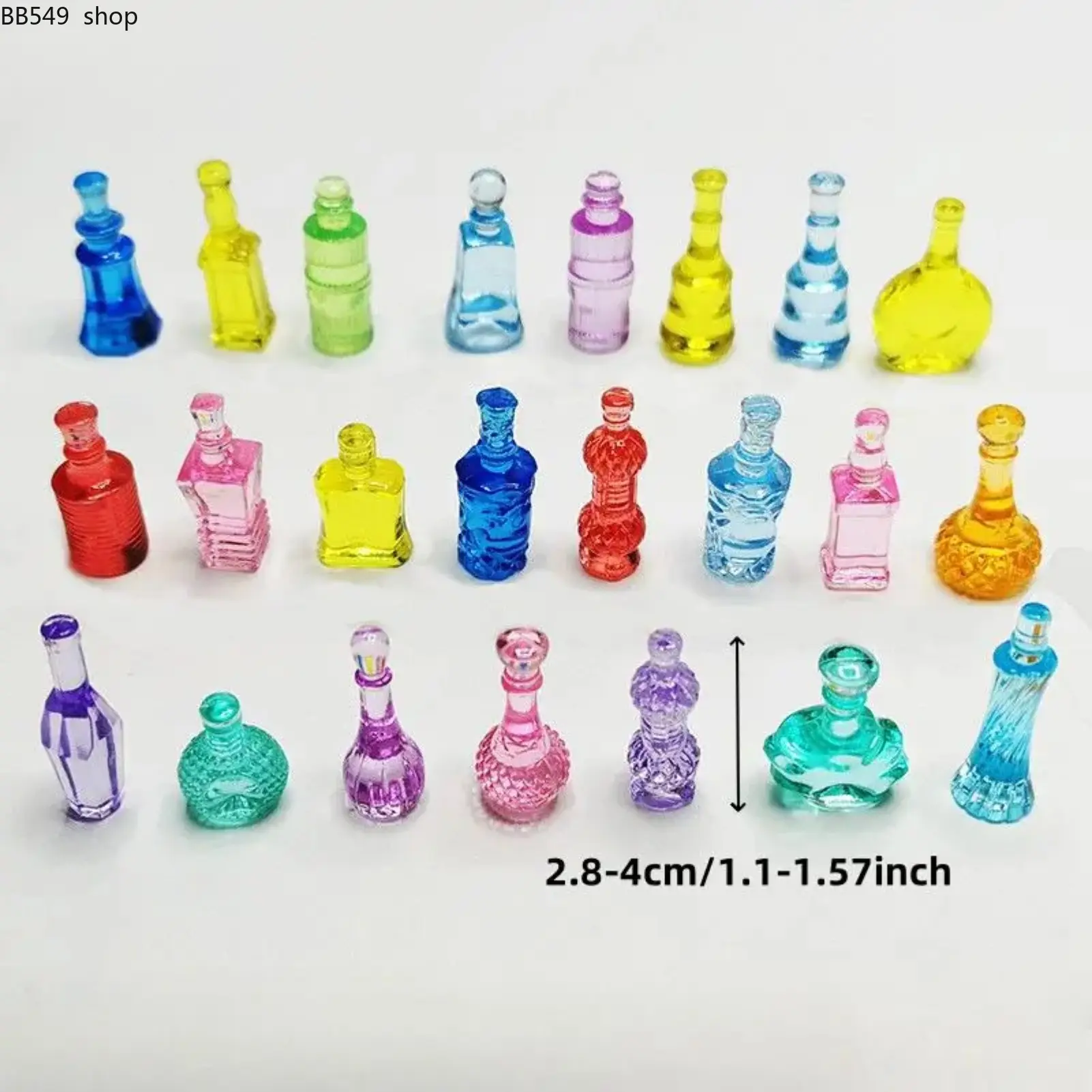 50pcs Miniature Resin Bottle Models, Colorful Decorative Mini Bottles for Dollhouse Decor, DIY Craft Accessories, Random Colors