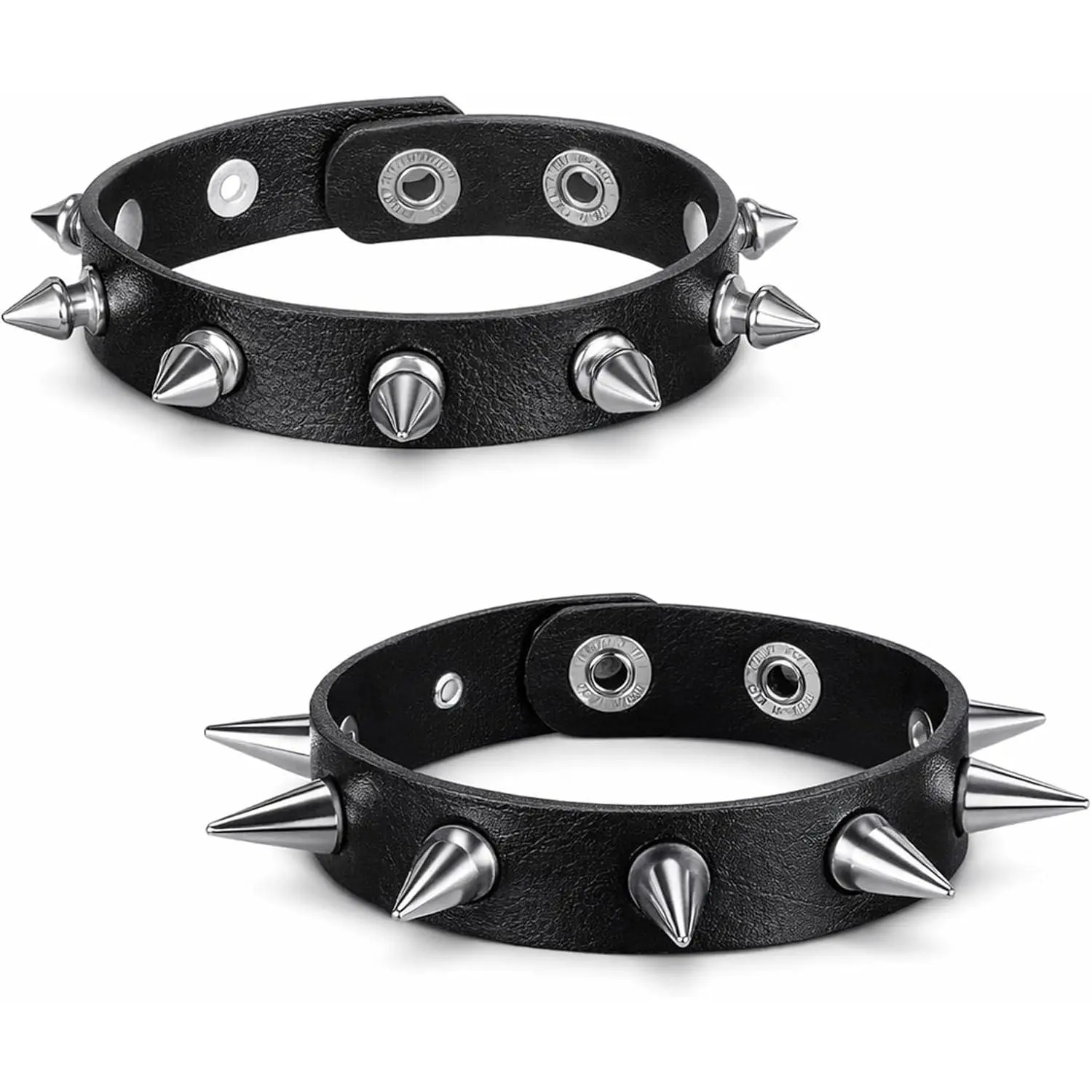 2 count Punk Spike Bracelet, Studded Bracelets Leather Rivets Goth Spiked Bracelet Adjustable Spiky Cuff Wristband Metal Wristband Punk Accessories