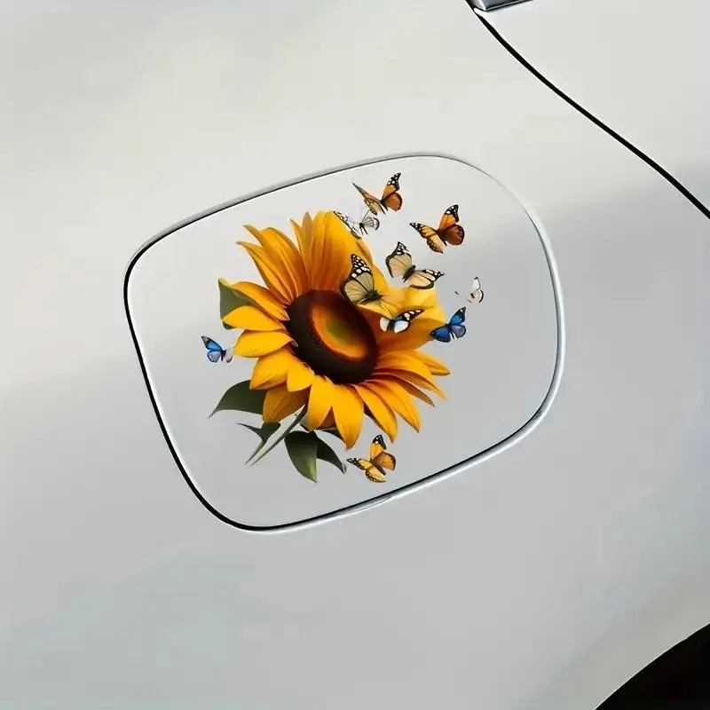 2pc Sunflower Butterfly Car Stickers, Decals for Vehicles, Suitable for Cars, Trucks, Suvs, Motorcycles, Walls, Laptops, Decorative Vinyl Decals