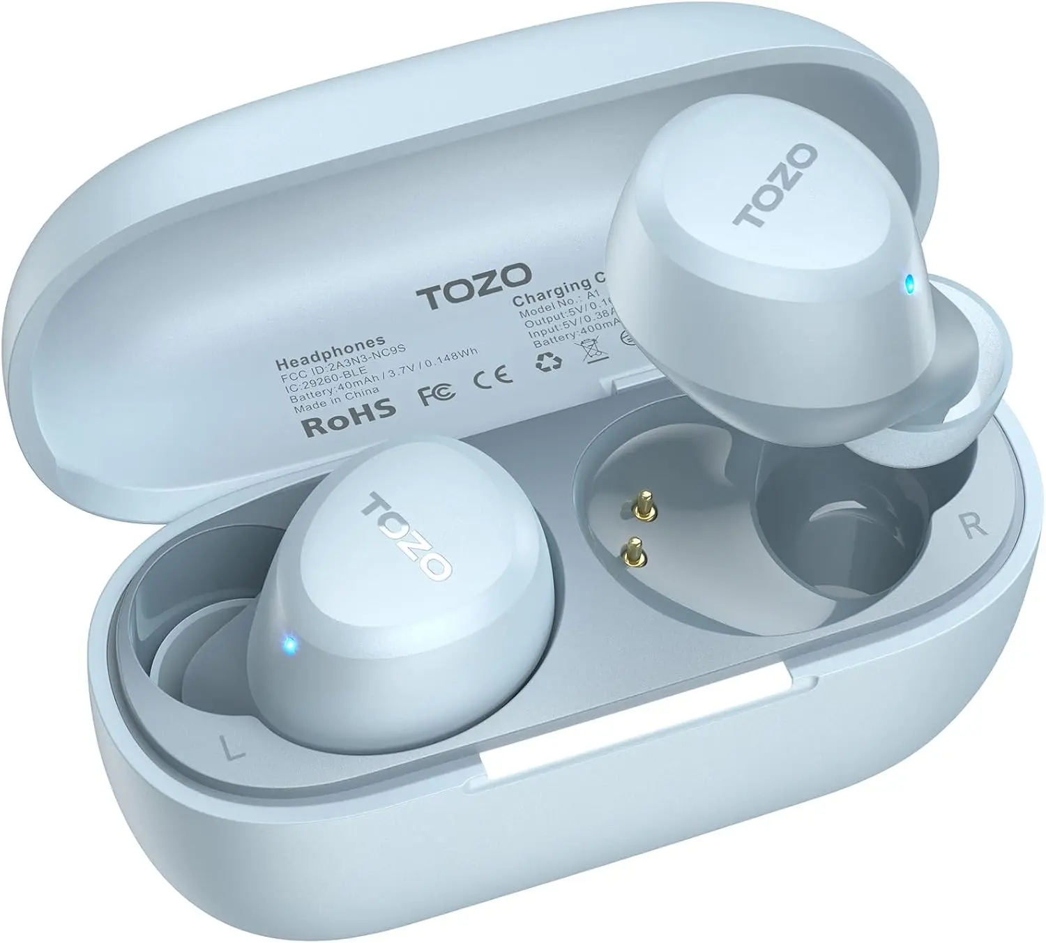 AI Wireless Earbuds Bluetooth 5.3 Light Weight in Ear Headphones| IPX5 Waterproof,2 Mics for AI Calls,Immersive Premium Sound Bass Headset with Charging Case,32 EQ via App Blue