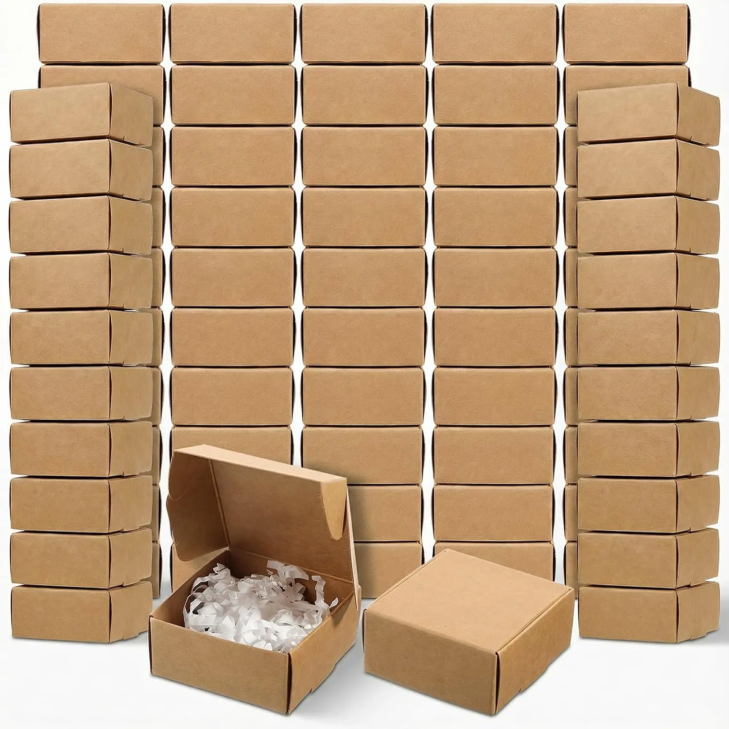 200 count Small Cardboard Boxes - 2.16"x 2.16" x 0.98" Mini  Boxes, Brown  Paper Packaging Box Foldable Shipping Box for Storage Crafts  Gifts
