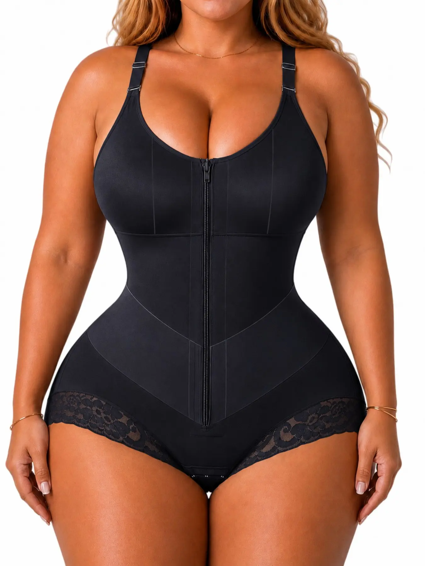 1 Count Women's High Elasticity Shapewear Bodysuit With Zipper Closure, Fajas, Compression Body Shapewear, Colombian Shapewear, Abdominal Control Hip Lifting Integrated Jumpsuit, Waist Trainer, Soft Fabric Body Shaper, Suitable For Daily Or Party