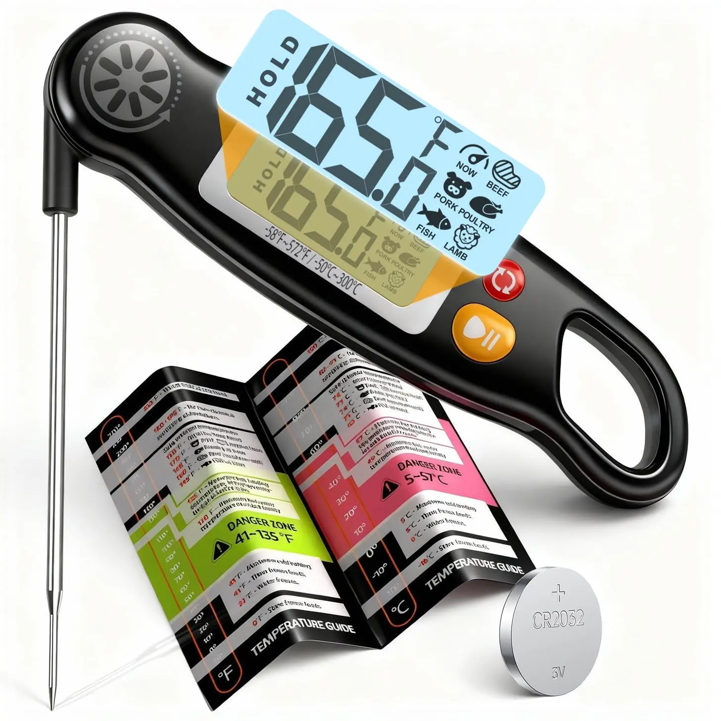 Meat Thermometer Digital -  Read  Thermometer with Backlight for Cooking Grilling Baking Kitchen Candy BBQ Oil Liquid, Backlit Display,  Included